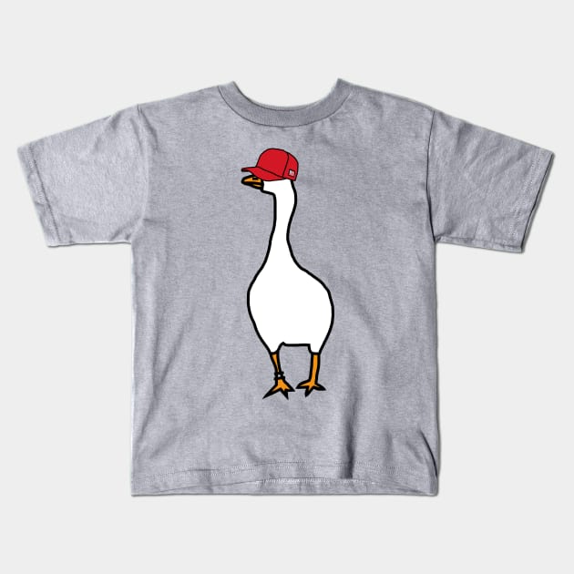 White Goose Wearing Stolen Red Hat Kids T-Shirt by ellenhenryart